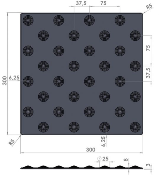 Hvit og svart farefelt elementer i 30 x 30 cm metakrylat harpiks med lim - Bilde 5