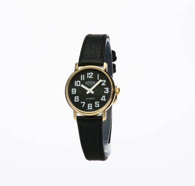 Arsa dame armbåndsur for svaksynte dublé sort