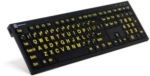 PC-tastatur LogicKeyboard XL, sort med gule tegn