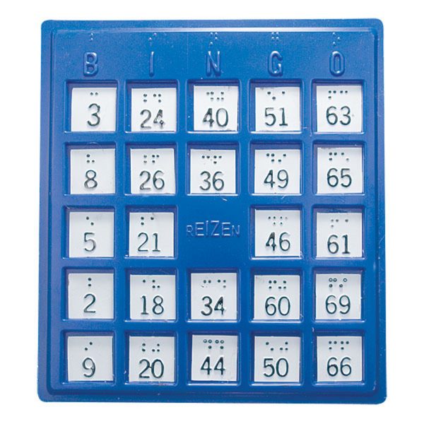 Bingobrett  med punktskrift og taktile tall (10 pk)