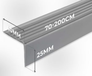Sklihemmende trappenese i PVC på 40 x 25 mm